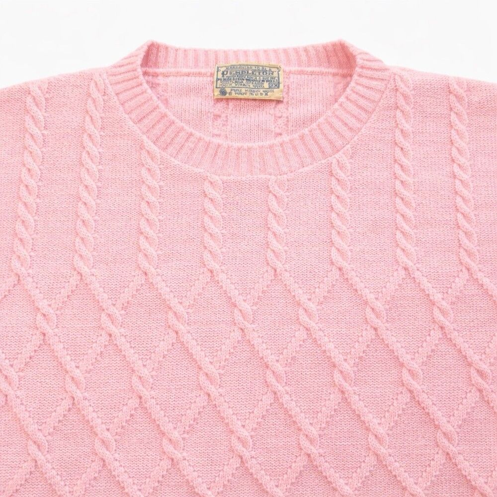 Vintage Pendleton 2X Pink Cable Knit Sweater 100% Virgin Wool USA Women - Picture 2 of 5